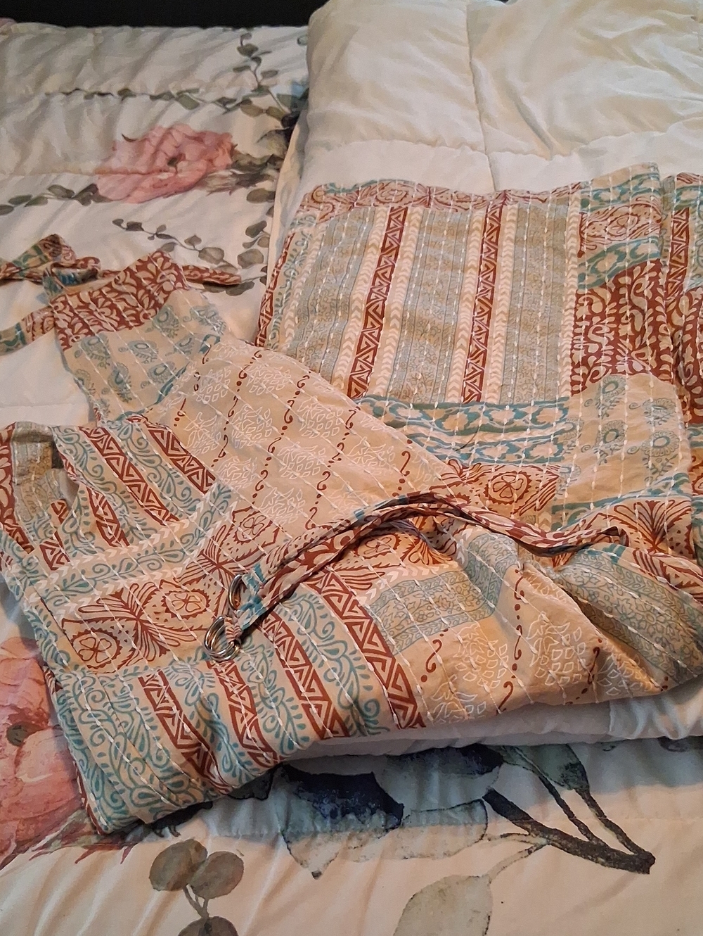 EARTHBOUND Cream, Brown & Teal Patterned Jumpsuit